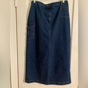 Blue Motion blue denim maxi pencil skirt back slit - 42 EU; sz: 13/14